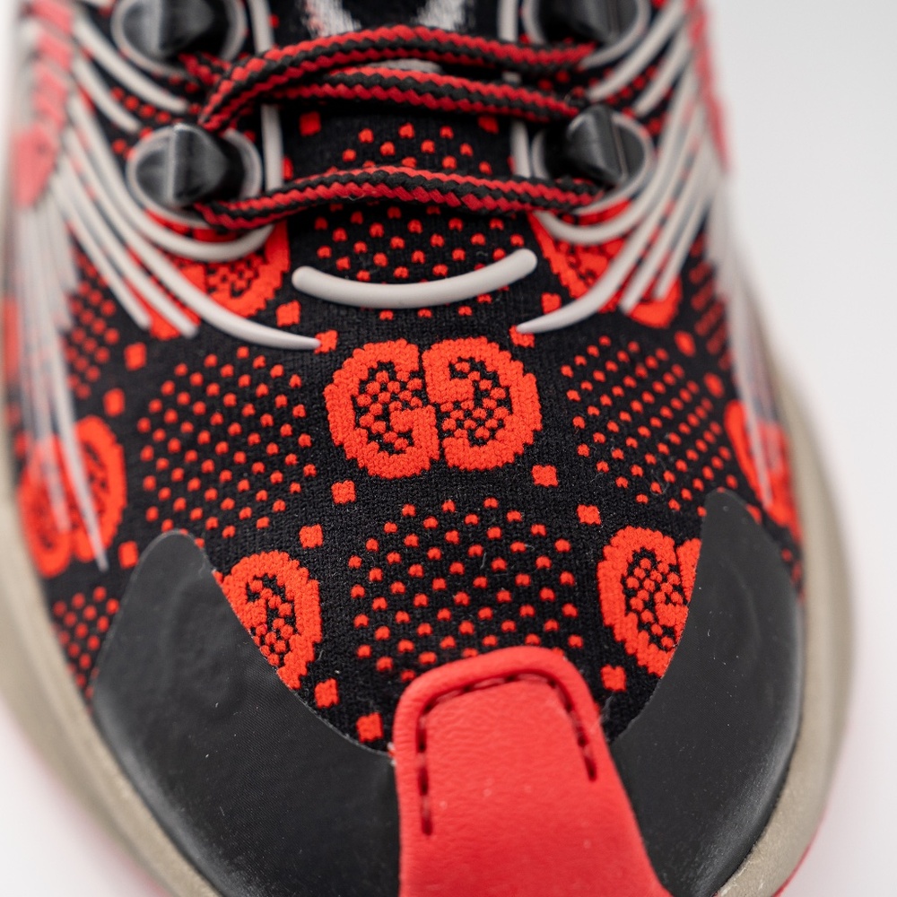 Size 12G - Gucci Run Sneaker Black Red GG - Picture 7 of 12